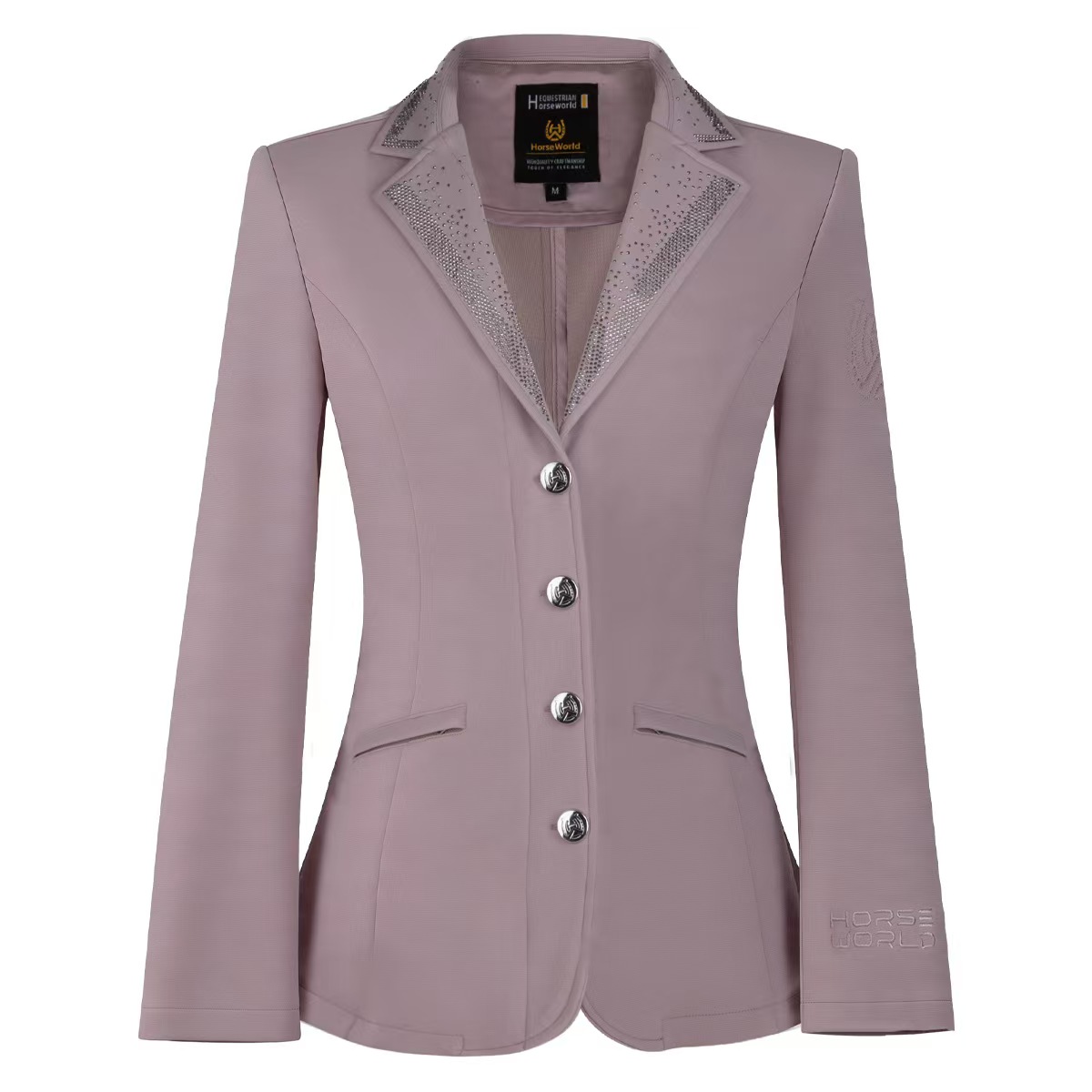 Tailored equestrian show jacket with embellished lapel