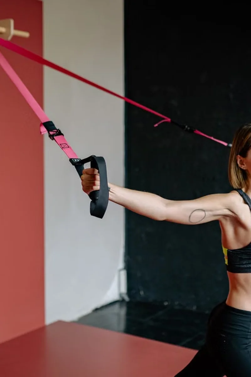 Woman training in modern activewear